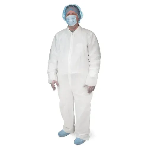 Picture of Disposable Coveralls, Universal Size, White, 5/5/Cs