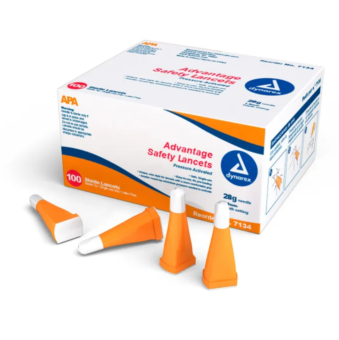 Picture of Advantage Pressure Activated Safety Lancets Sterile, 28 gauge - 1.8 mm Depth, 10/100/Cs