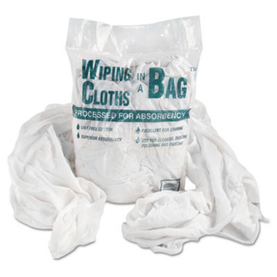 Picture of Bag-A-Rags Reusable Wiping Cloths, Cotton, White, 1 lb Pack