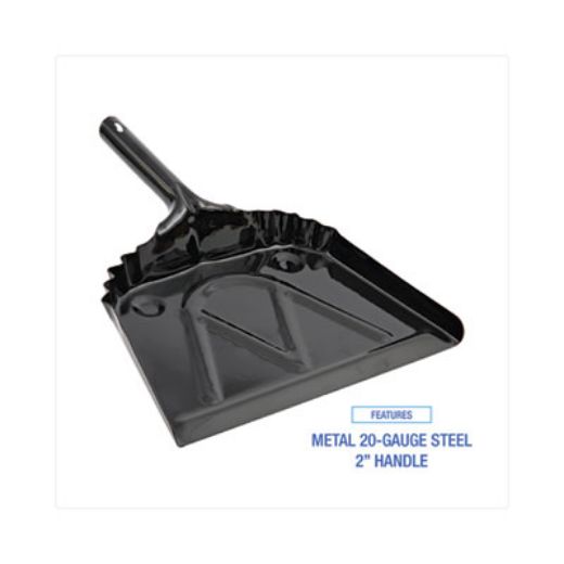 Picture of Metal Dust Pan, 12 x 14, 2 " Handle, 20-Gauge Steel, Black