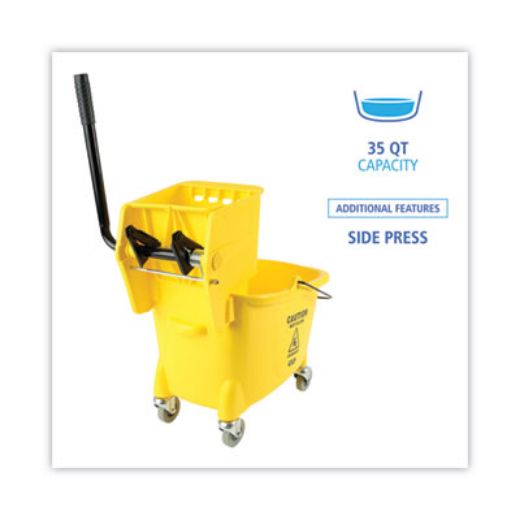 Picture of Pro-Pac Side-Squeeze Wringer/Bucket Combo, 8.75 gal, Yellow/Silver