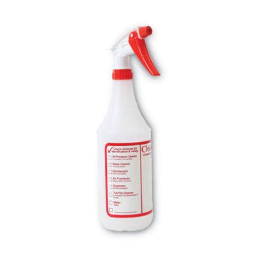 Picture of Trigger Spray Bottle, 32 oz, Clear/Red, HDPE,