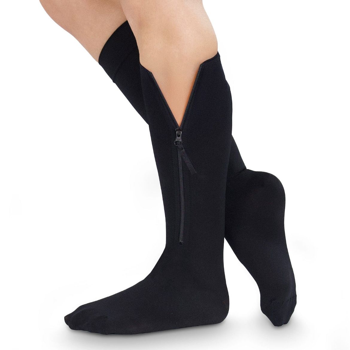 Picture of Zippered Knee High Compression Stockings 15-20mmHg